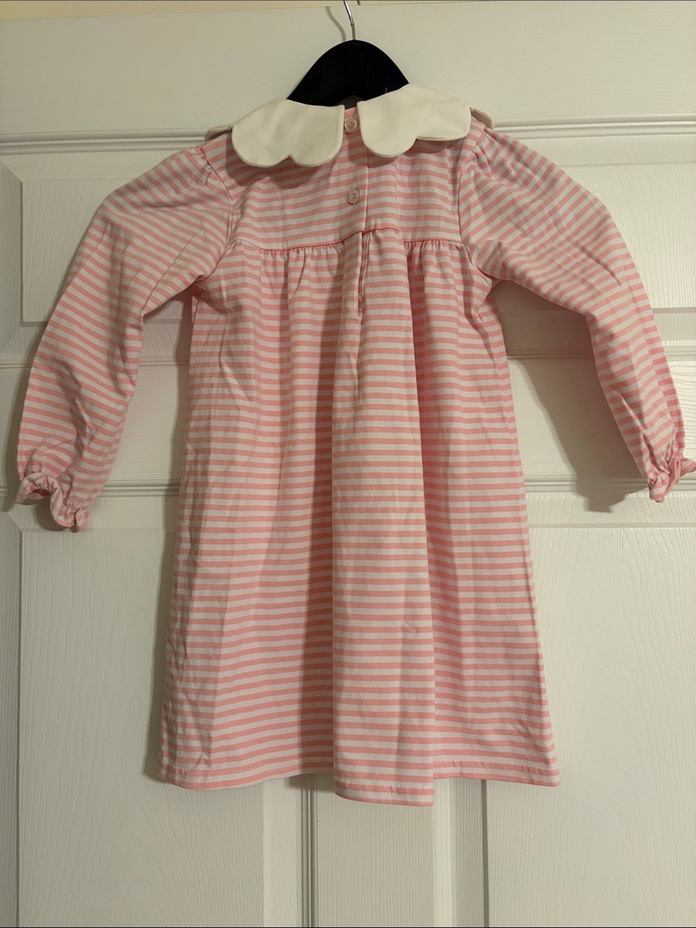Cecil and Lou Pink Striped Long Sleeve Dress Scalloped Monogram S - Size 4t - Picture 4 of 4